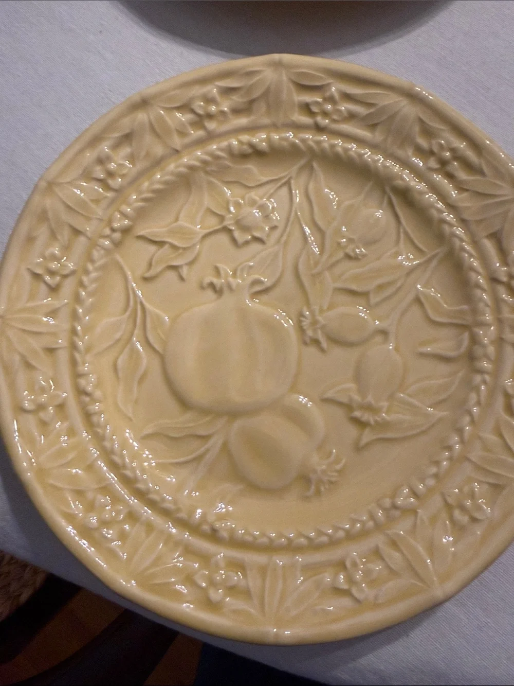Bordallo Pinheiro Yellow Embossed Ceramic Salad Plates - Set of 4, J. Willfred